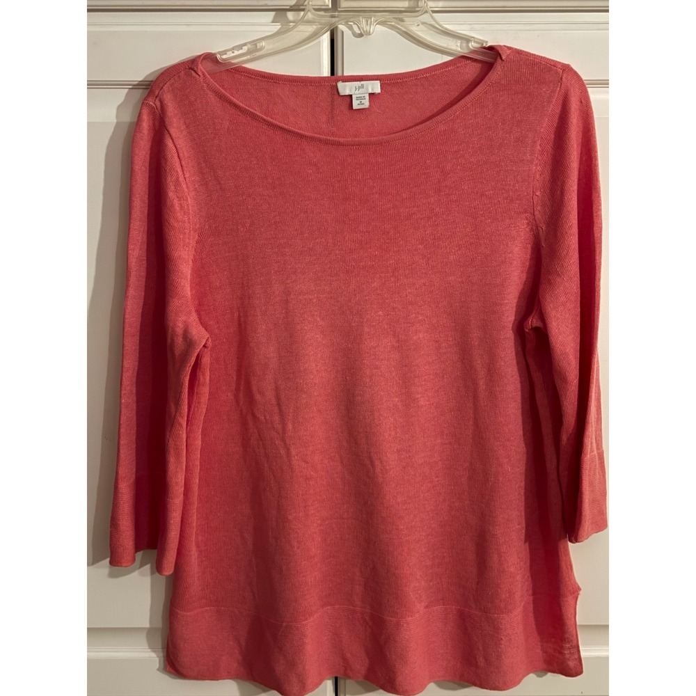 J Jill‎ Coral Pink Knit 3/4 Sleeve Sweater Top Petite Medium